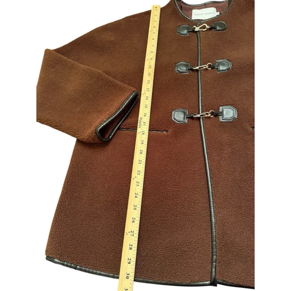 NWT Women's Rebecca Minkoff XL Brown Shearling Toggle Jacket - Picture 9 of 10